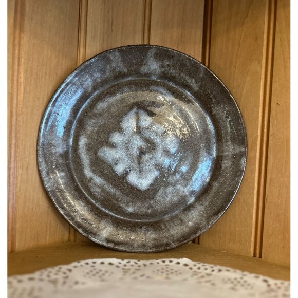 Vintage Studio Pottery Brown Blue Salt Glaze Artist Signed Plate Dated 1991 CMC - Picture 1 of 4